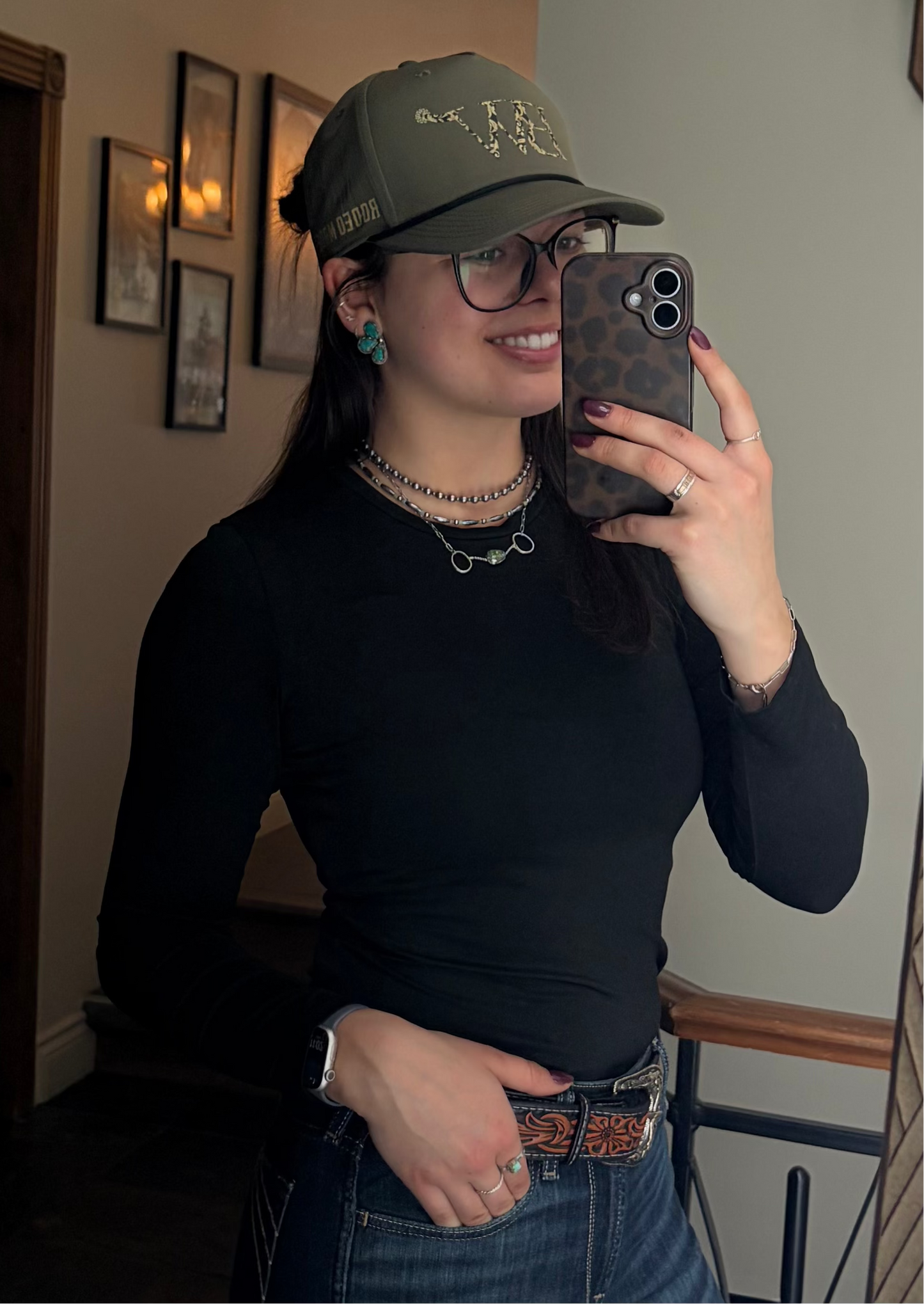 Tooled Leather Trucker Hat