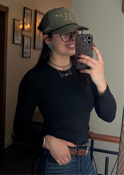 Tooled Leather Trucker Hat