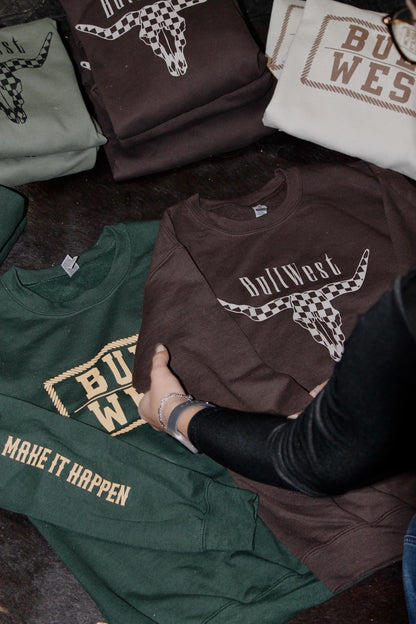 Checkered Bull Crewneck