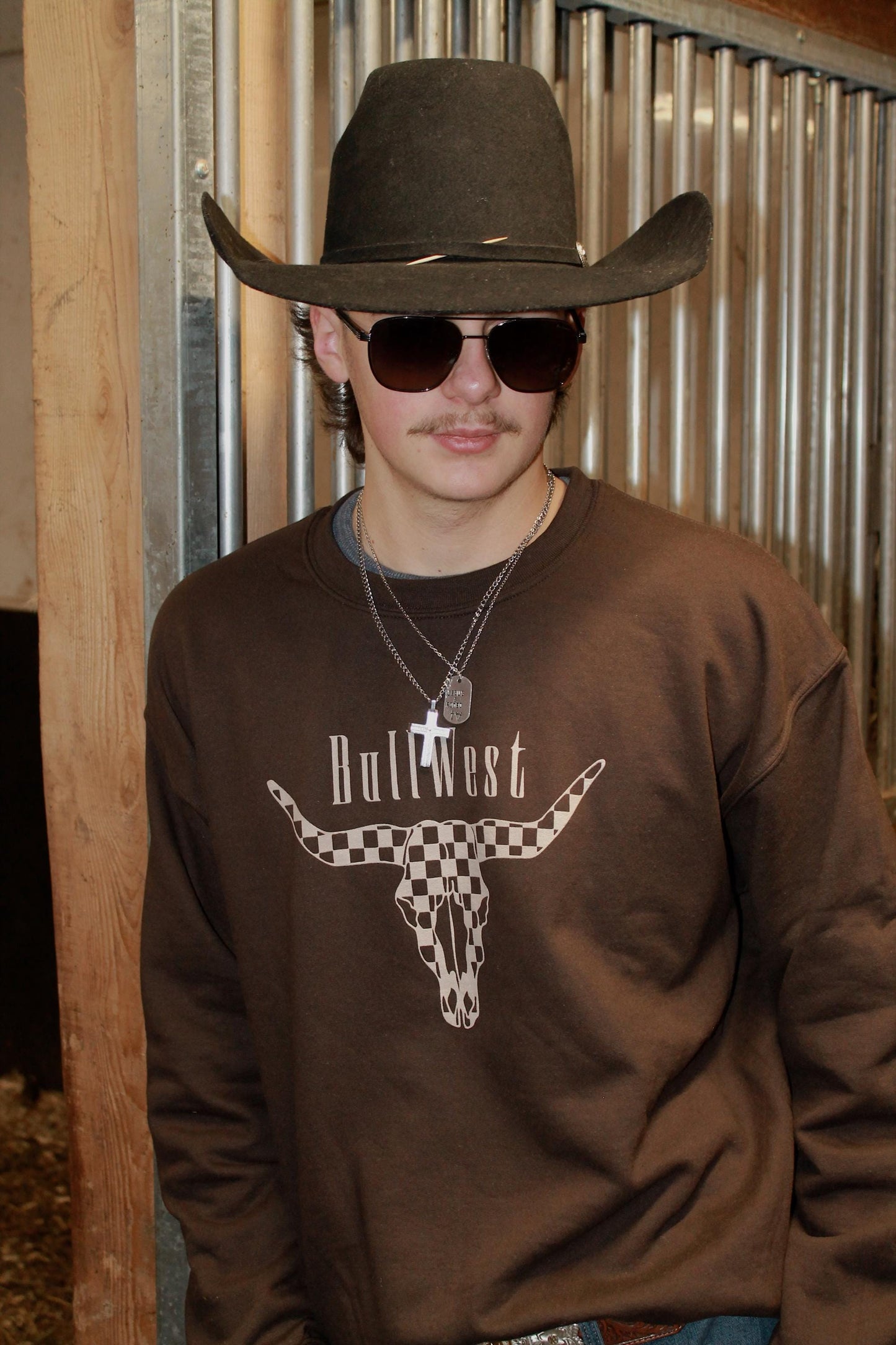 Checkered Bull Crewneck